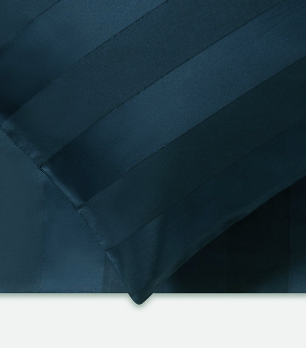 Blue Opal Stripe Sateen Flat Sheet Set