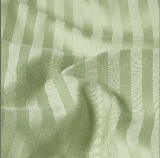 Sage Stripe Sateen Duvet Set