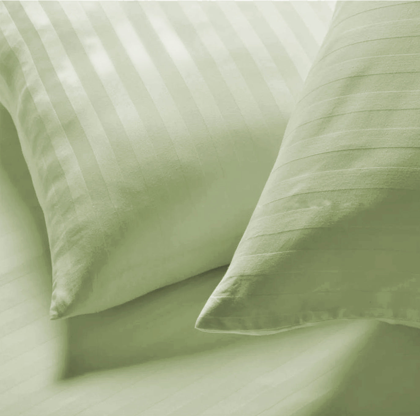 Sage Stripe Sateen Duvet Set