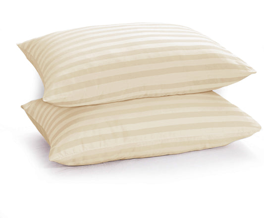 2 Beige Stripe Sateen Pillow covers