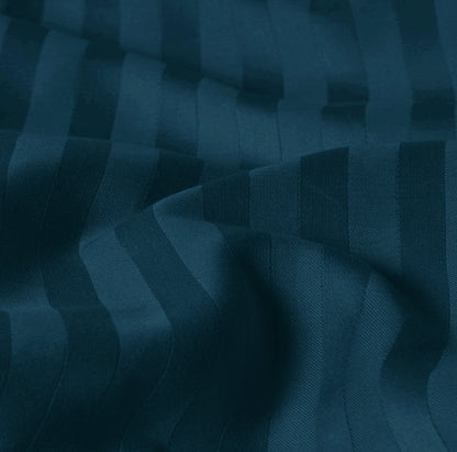 Blue Opal Stripe Sateen Flat Sheet Set