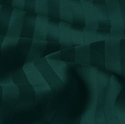 Teal Stripe Stripe Sateen Flatsheet Set