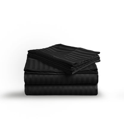 Black Mamba Stripe Sateen Flatsheet Set