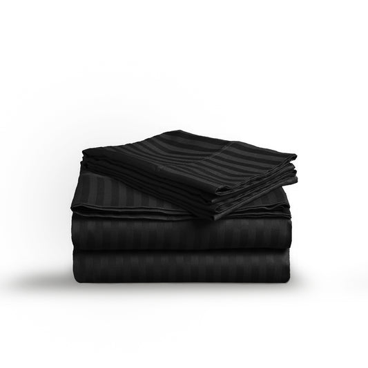 Black Mamba Stripe Sateen Flatsheet Set