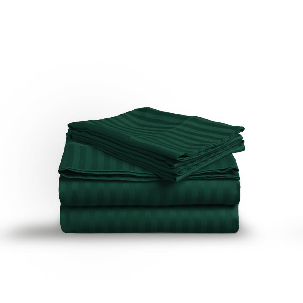 Teal Stripe Stripe Sateen Flatsheet Set