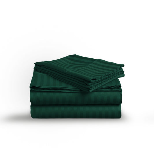 Teal Stripe Stripe Sateen Flatsheet Set
