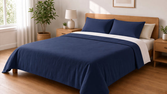 Navy Blue Flat Sheet Set