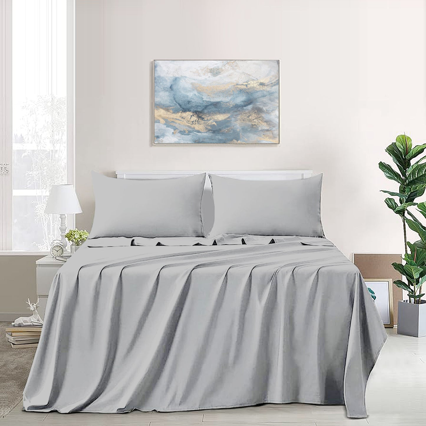 Glacier Grey Flat Sheet Set
