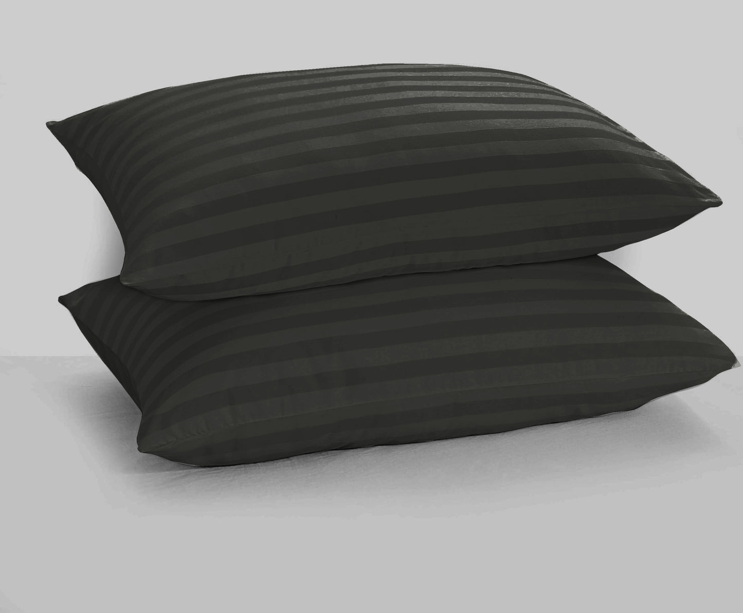 2 Anthracite Stripe Sateen Pillowcovers