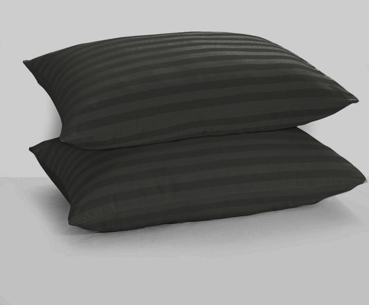 2 Anthracite Stripe Sateen Pillowcovers