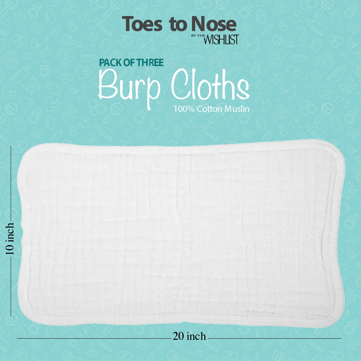 Bright White Burp Cloth (Pack of 3)