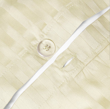 Off White Stripe Sateen Duvet Set