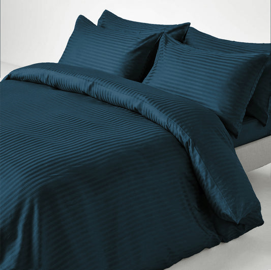 Opal Blue Stripe Sateen Duvet Set