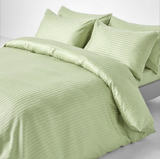 Sage Stripe Sateen Duvet Set