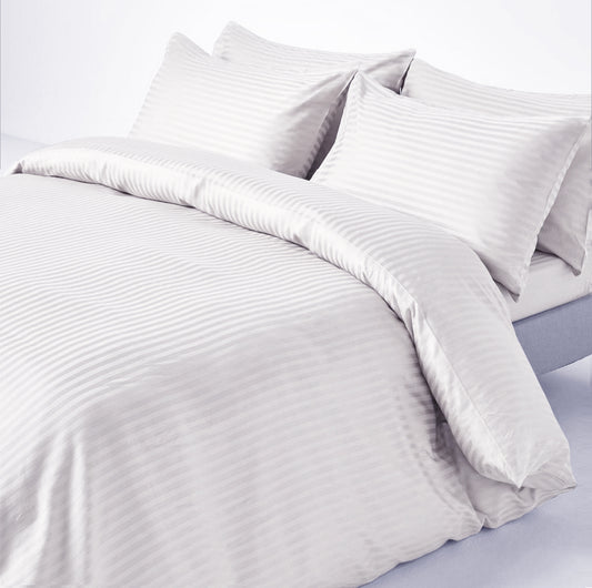 White Stripe Sateen Duvet Set