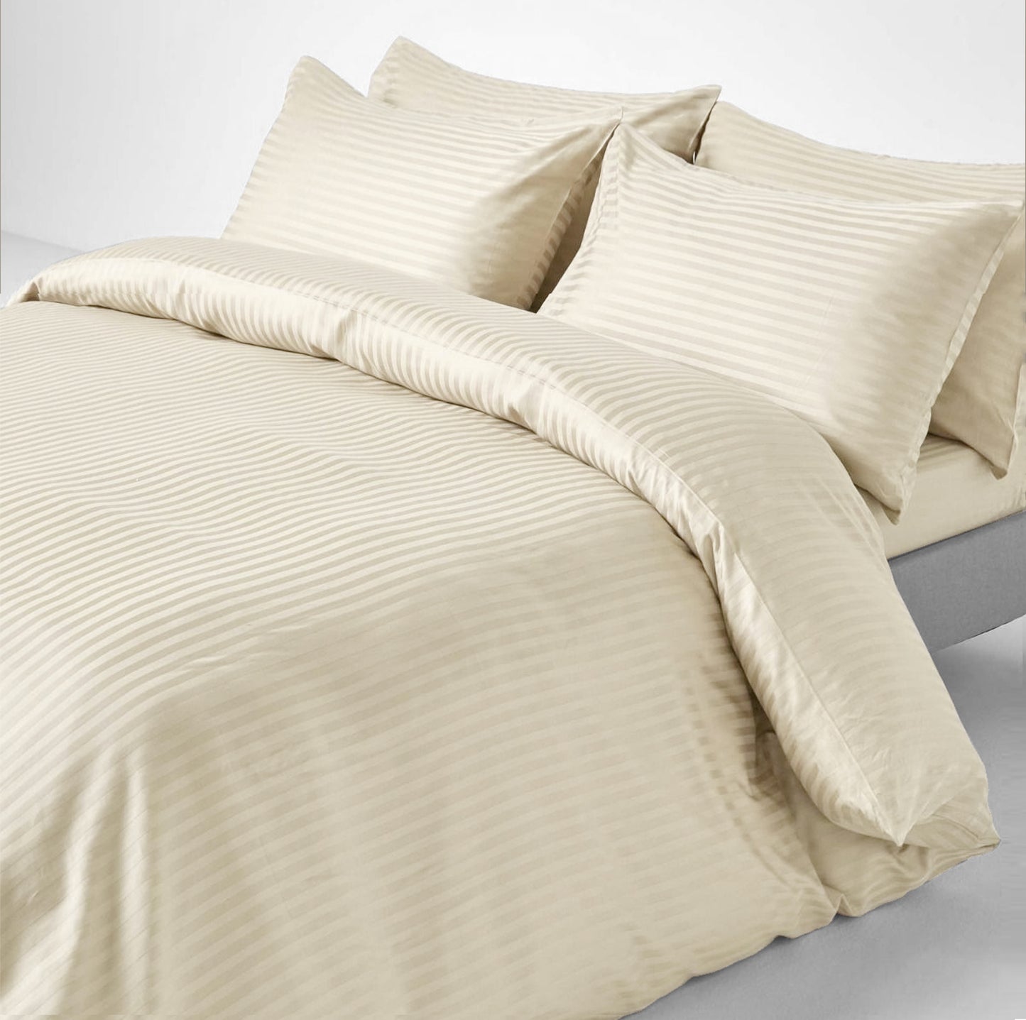 Off White Stripe Sateen Duvet Set