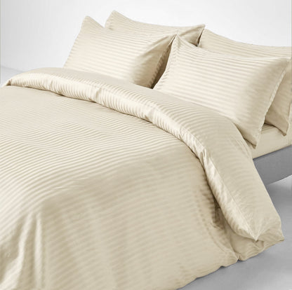 Off White Stripe Sateen Duvet Set