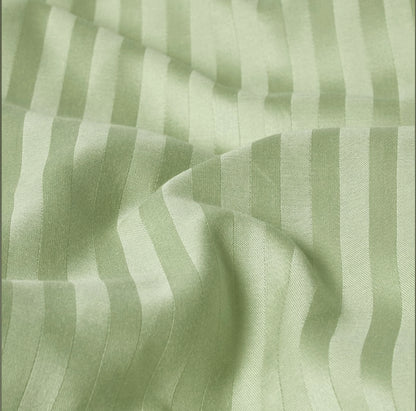 Sage Stripe Sateen Duvet Set