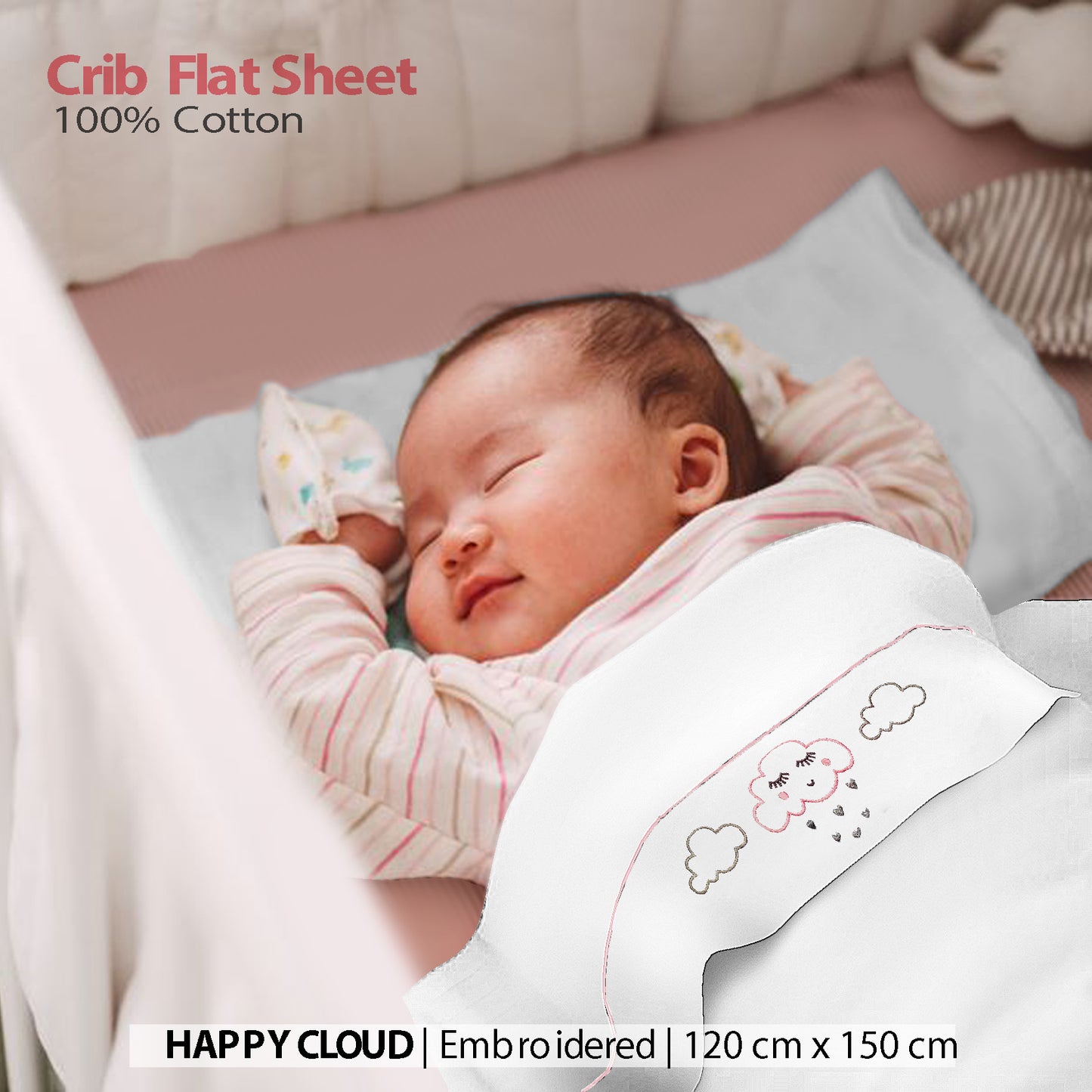 Happy Cloud Crib Flat Sheet