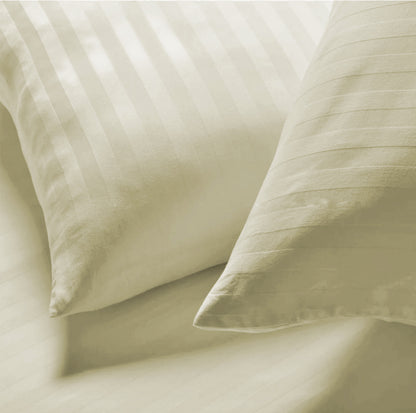 Off White Stripe Sateen Duvet Set