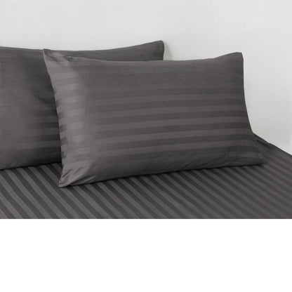 Anthracite Stripe Sateen Flat Sheet Set