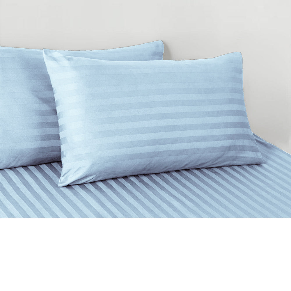 Cloud Stripe Sateen Flat Sheet Set
