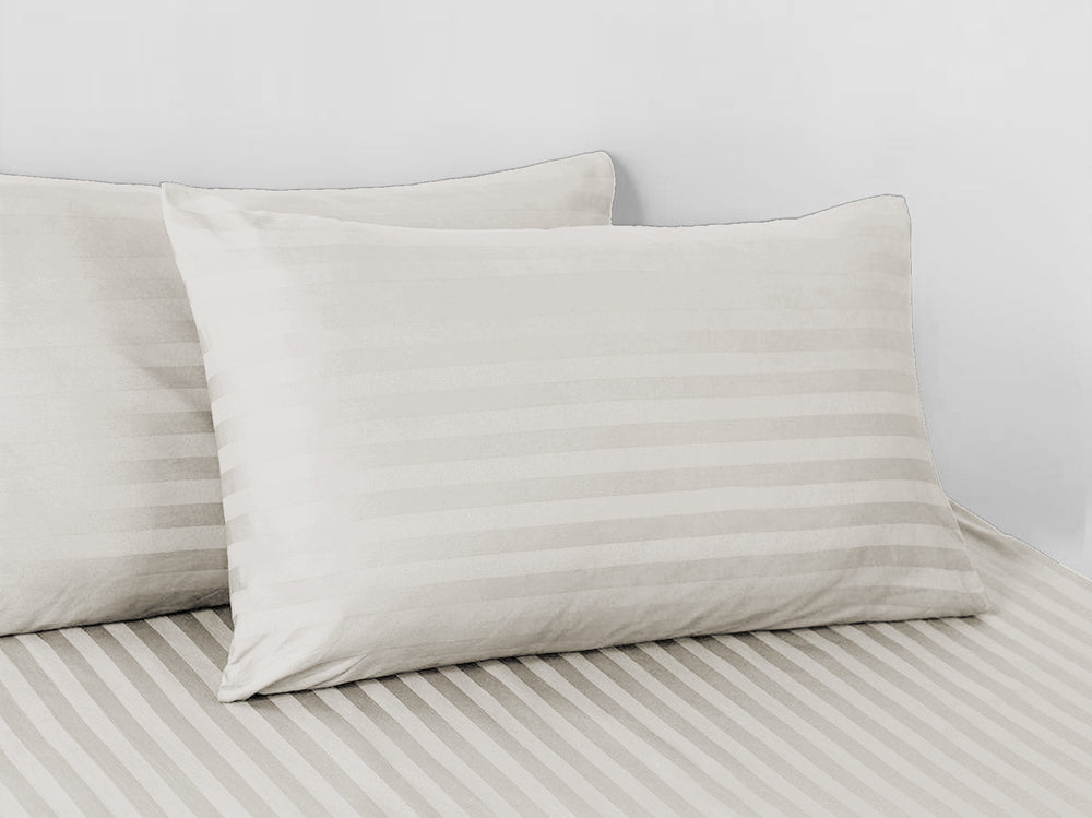 Glacier Grey Stripe Sateen Flat Sheet Set