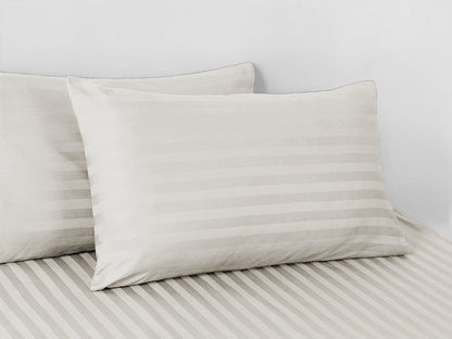 Glacier Grey Stripe Sateen Flat Sheet Set