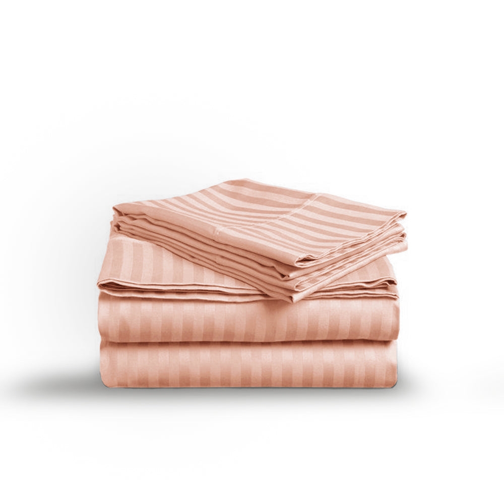 Blush Stripe Sateen Flat Sheet Set