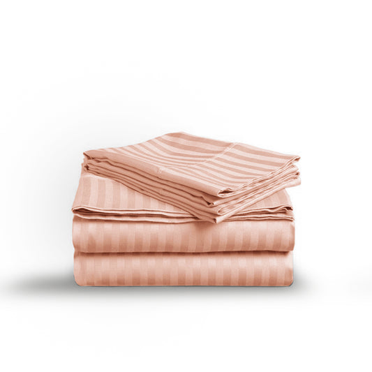 Blush Stripe Sateen Flat Sheet Set