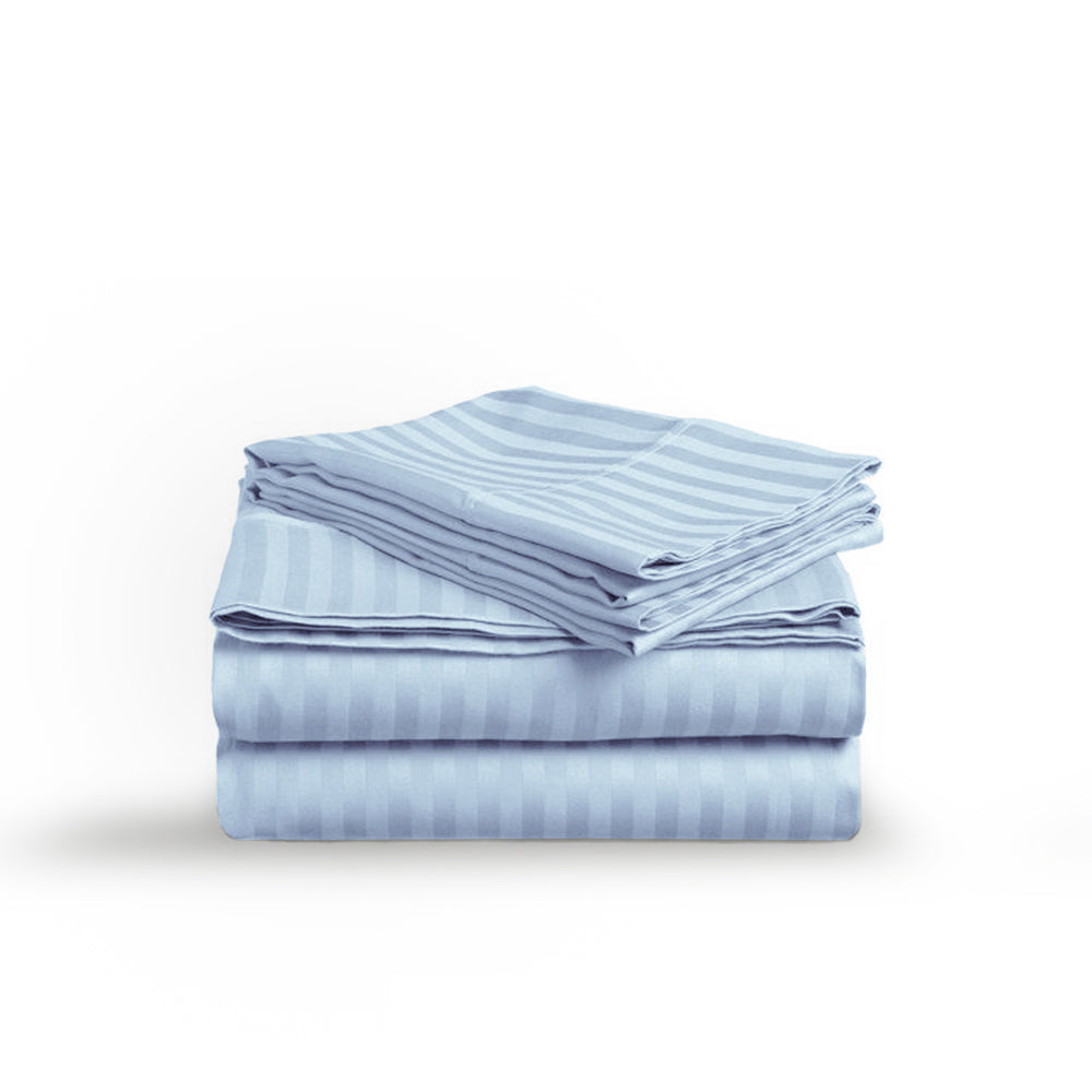 Cloud Stripe Sateen Flat Sheet Set
