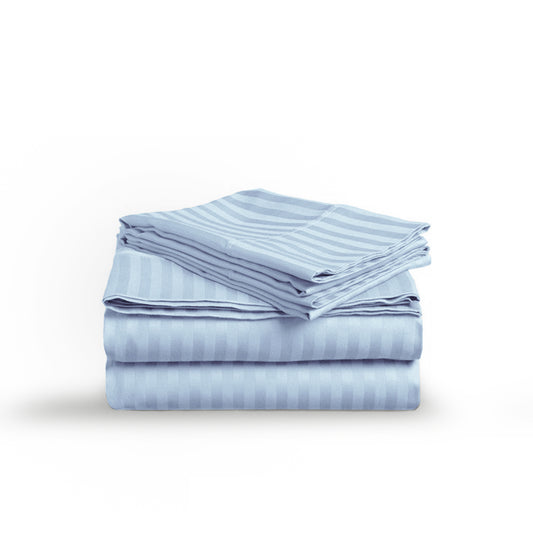 Cloud Stripe Sateen Flat Sheet Set