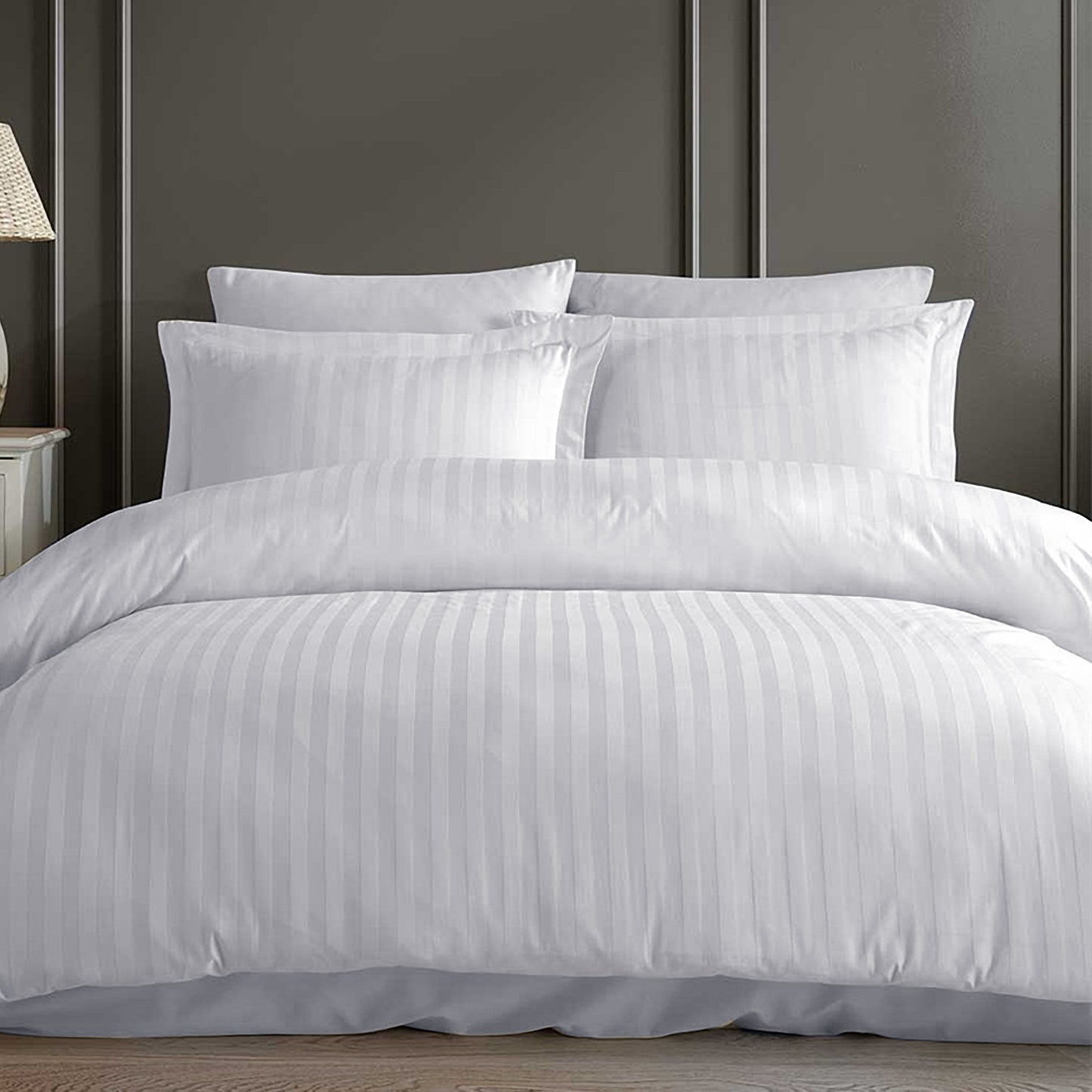 White Stripe Sateen Duvet Set